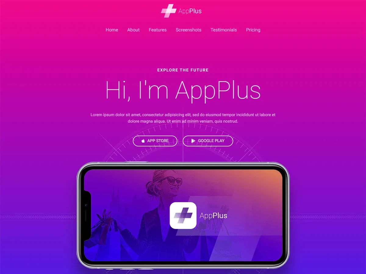 Vista previa del diseño AppPlus