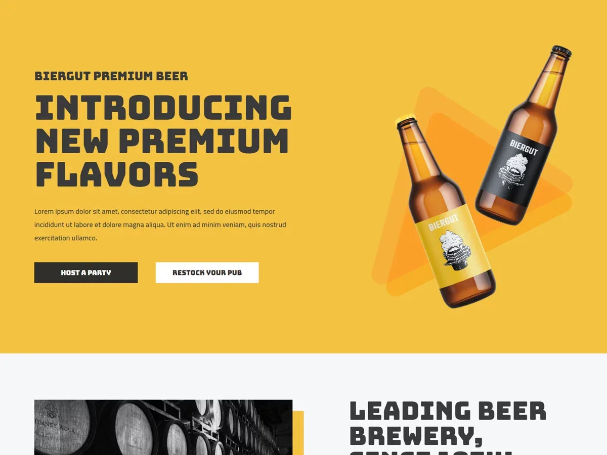 Vista previa del diseño Beer Launch Landing Page