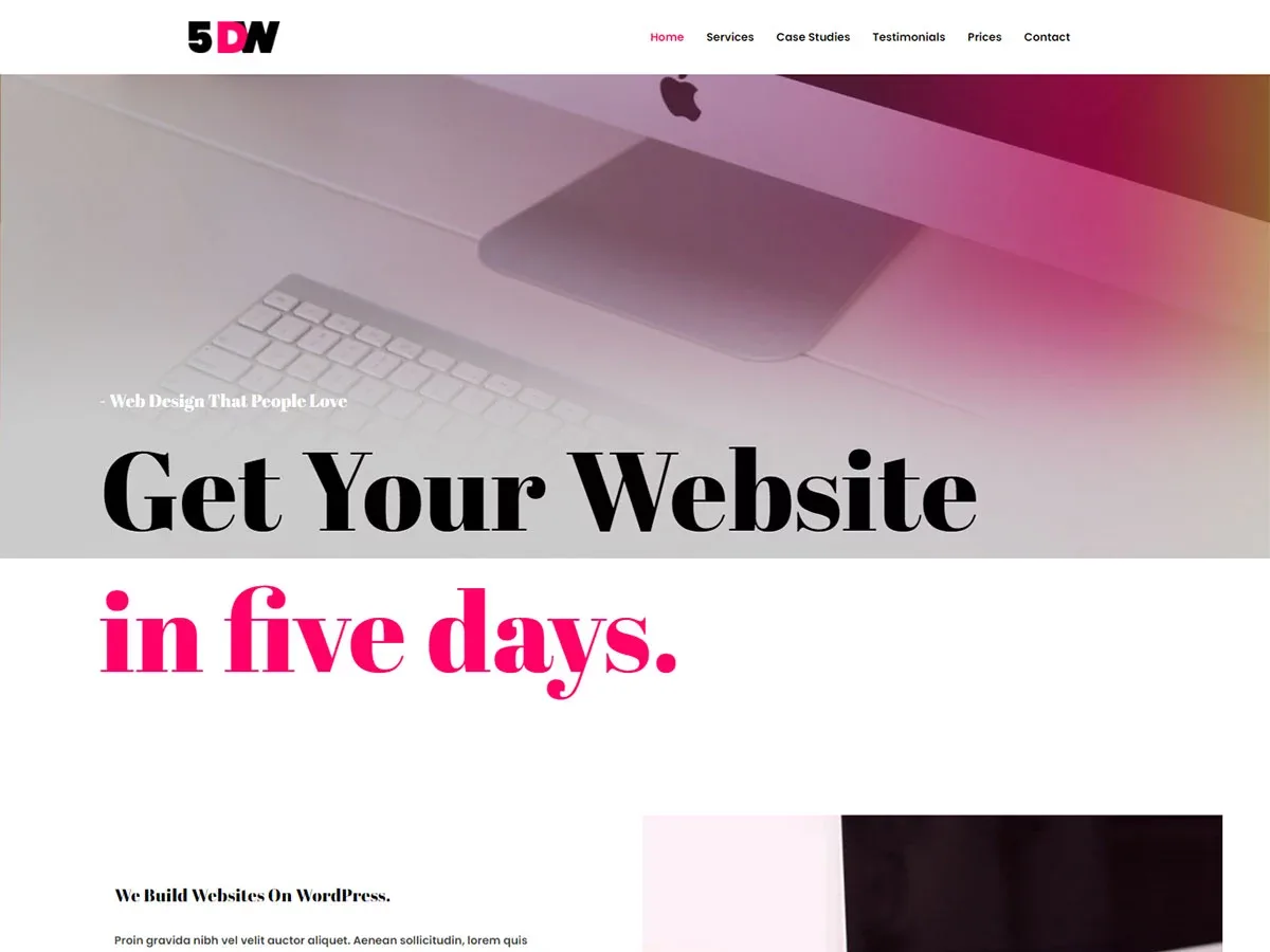 Vista previa del diseño Five Days Website